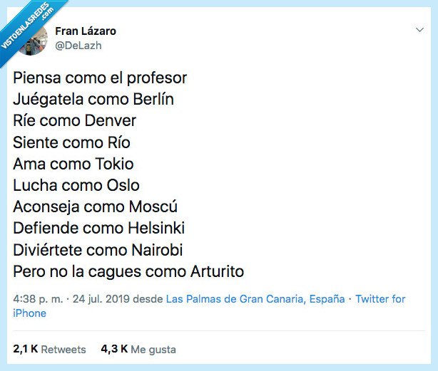 la casa de papel,arturo,no seas como el