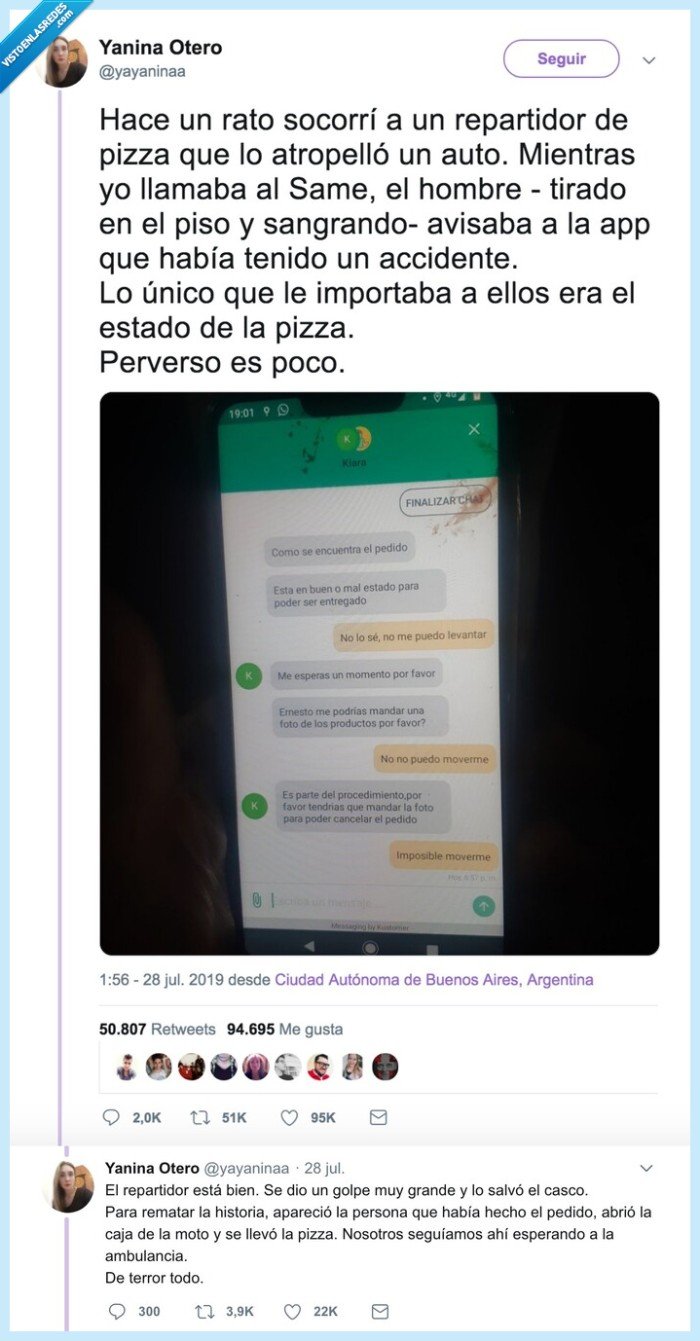 glovo,accidente,pizza