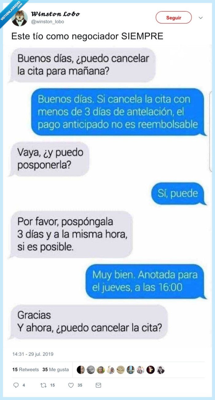 negociar,posponer,cancelar,reserva