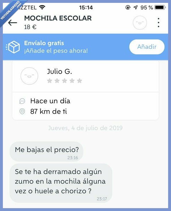 wallapop,mochila,chorizo