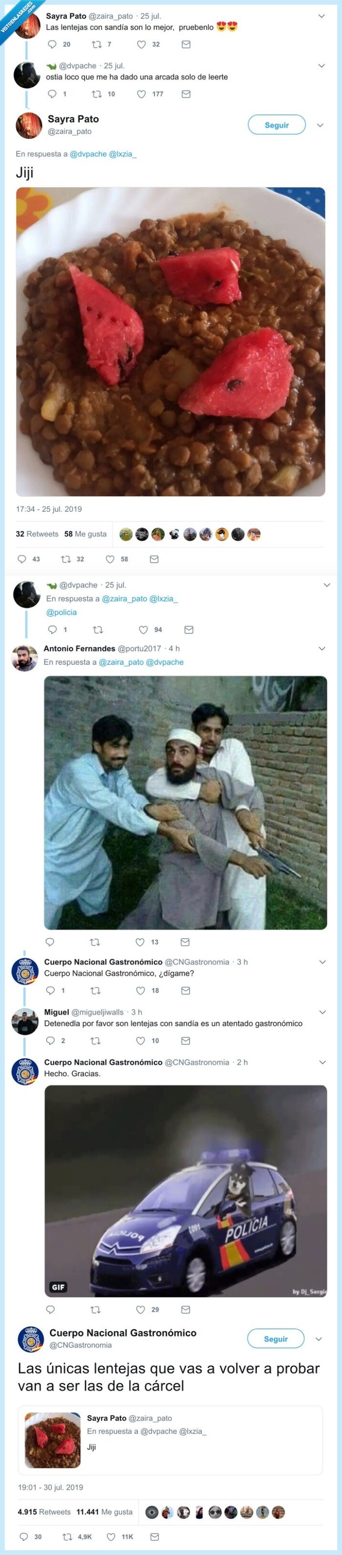 lentejas,sandia,comer,asco,gastronomía