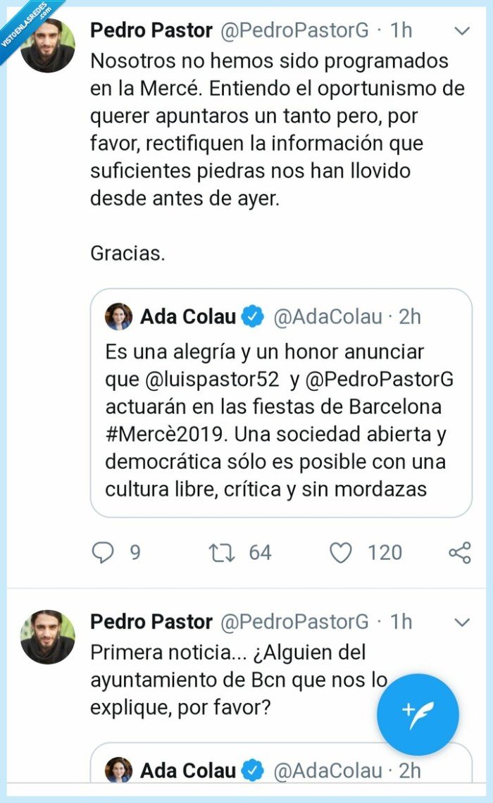 ada colau,concierto,vulnerables,zasca