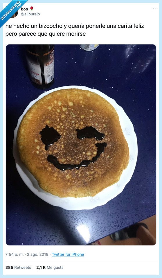 bizcocho,morir,carita feliz,no sale bien