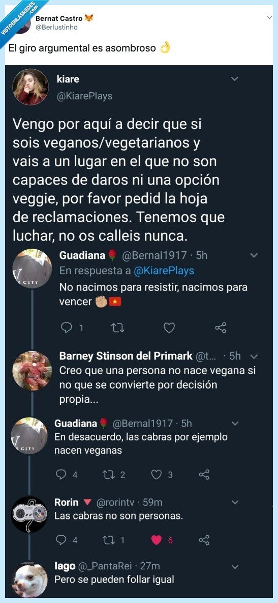 giro argumental,asombroso,veganos,cabras