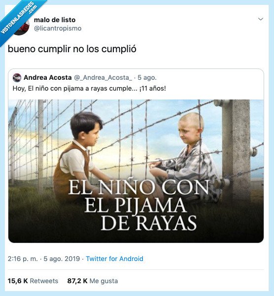 niño con el pijama de rayas,cumpleaños