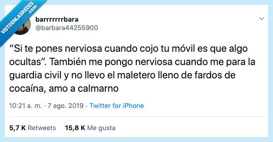 quedar claro,poner nerviosa,movil,ocultar