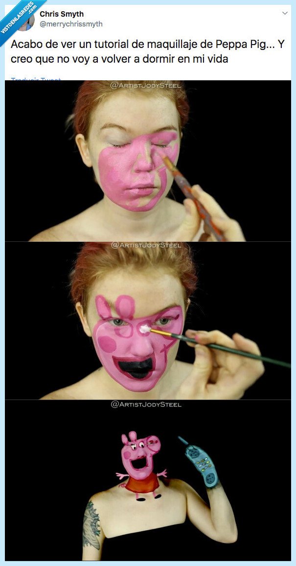 peppa pig,maquillaje,espeluznante