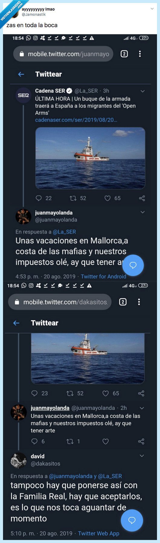 hostia,llevar,decir,open arms