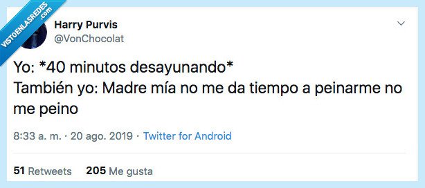 desayunar,tiempo,peinar,prioridad