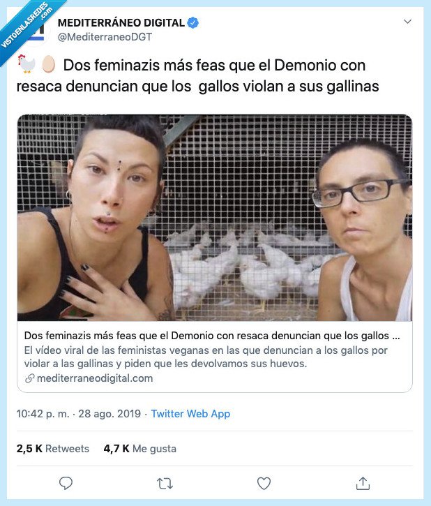 feminazi,fea,demonio,resaca,gallina,vegana,mediterraneo digital