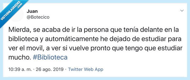 biblioteca,humor,twitter,estudiar,excusa