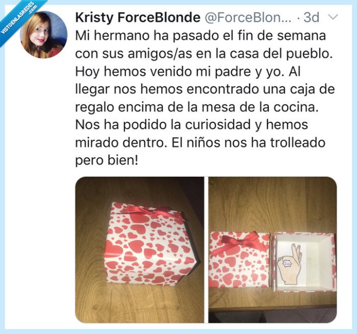 Niño,troll,caja,regalo