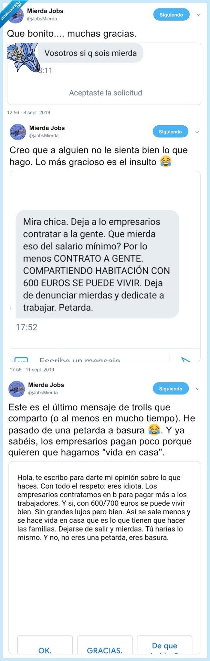 empresarios,mensajes,insultos