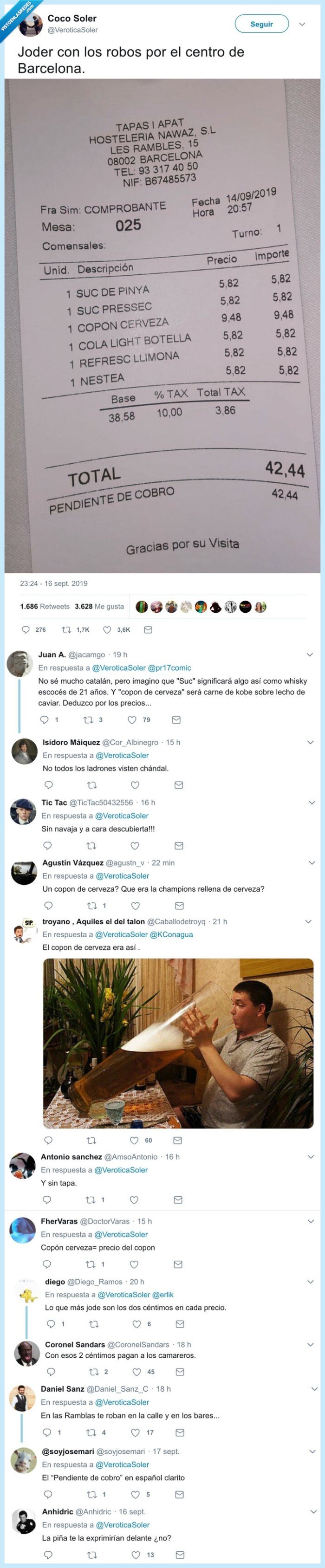 ticket,robo,precio,cerveza,bar,las ramblas,barcelona