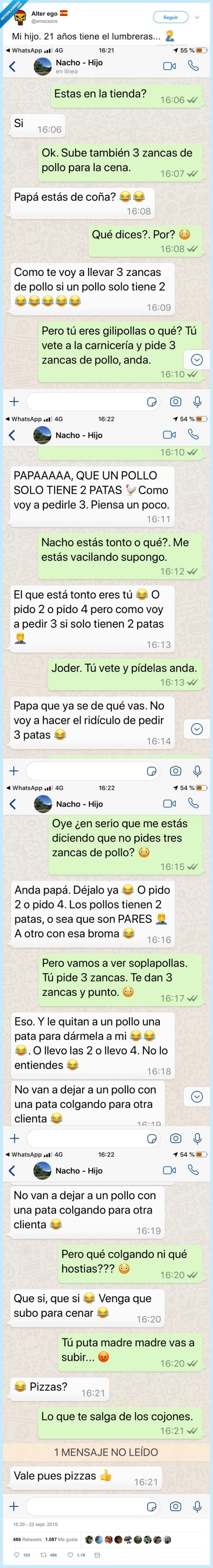 hijo,padre,encargo,pollo,zancas,par,impar