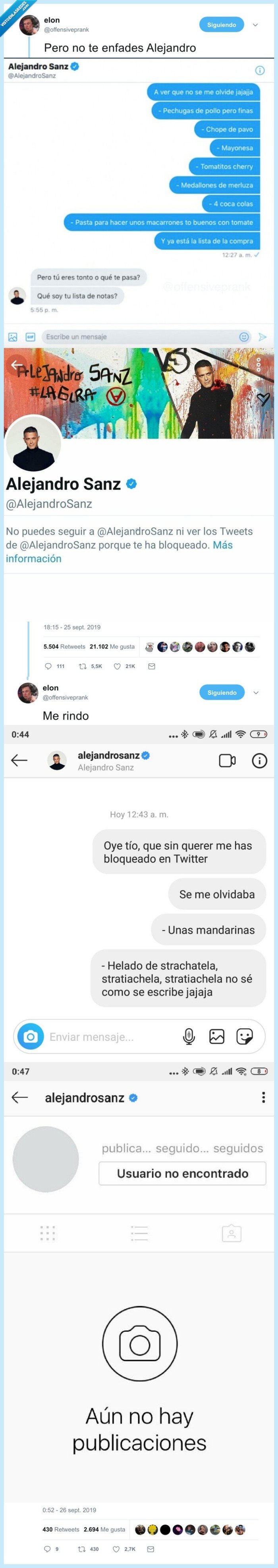 alejandro sanz,broma,block,lista de la compra