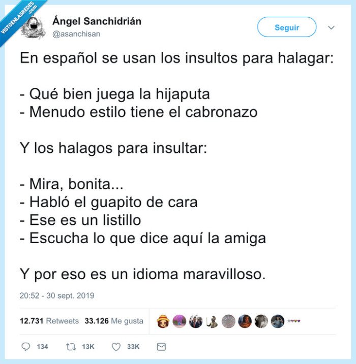 español,halagos,insultos,lengua
