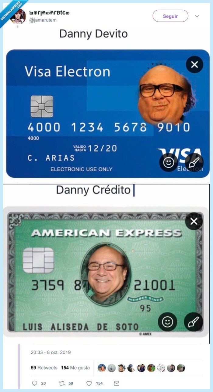 danny de vito,débito,crédito,tarjetas