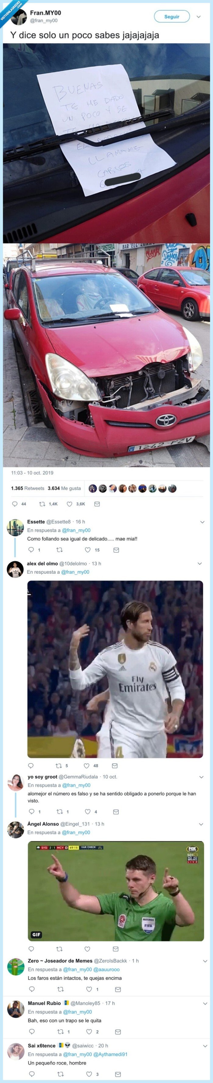 parachoques,accidente,piño,roce