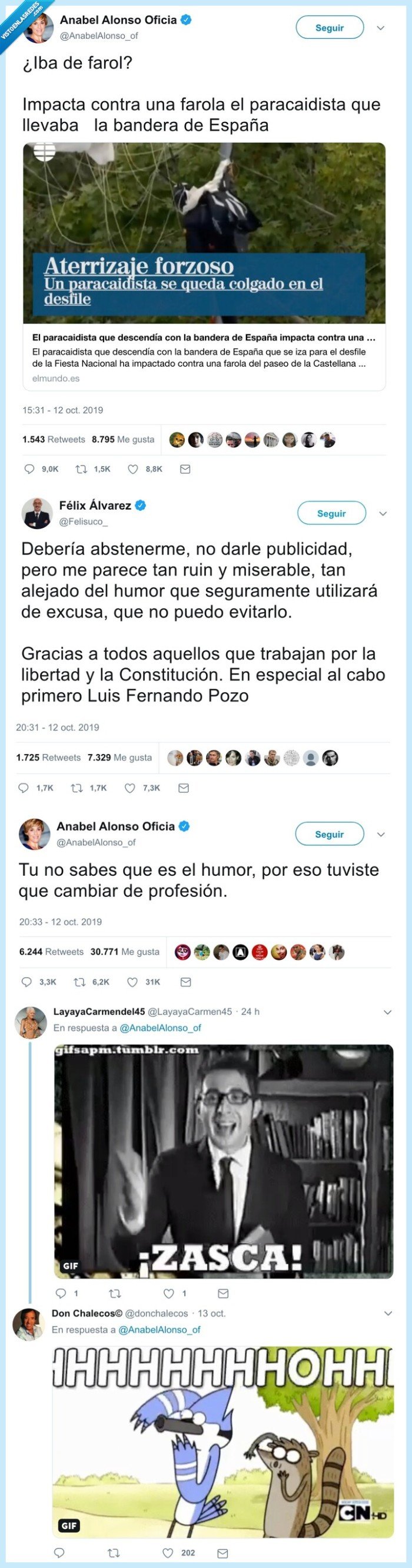 felisuco,anabel alonso,humor,farola,paracaídista