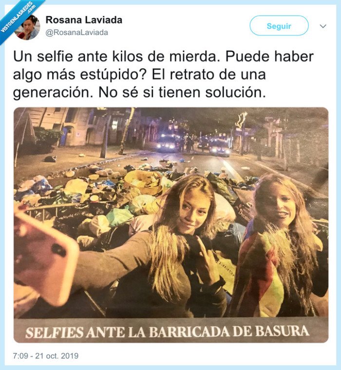 selfie,basura,barcelona,manifestación