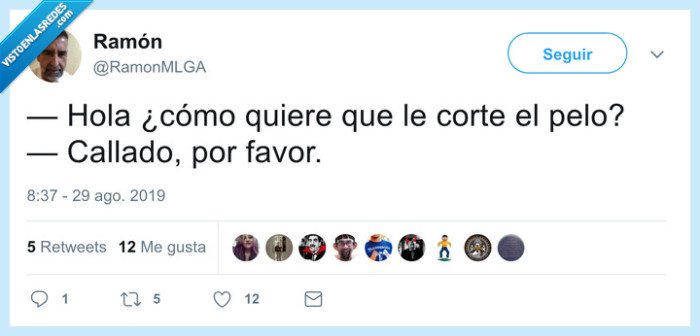 peluquero,callar,cortar el pelo