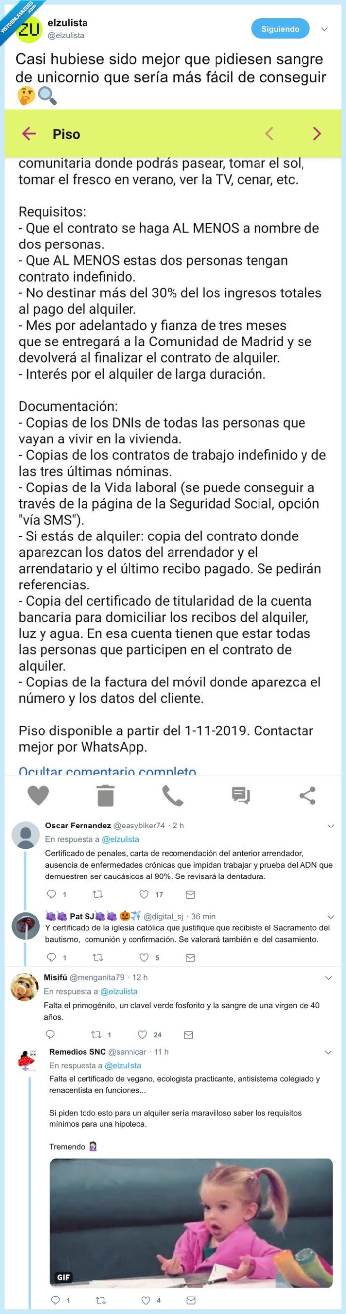 sangre de unicornio,idealista,piso,requisitos