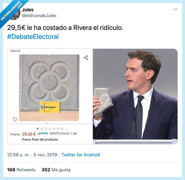 albert rivera,debate,panot,adoquin,barcelona,suelo,comprar,amazon