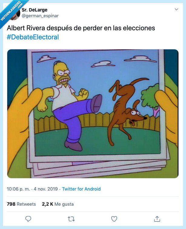 albert rivera,perro,simpson,homer,pequeño ayudante de santa claus,lucas,patada,debate