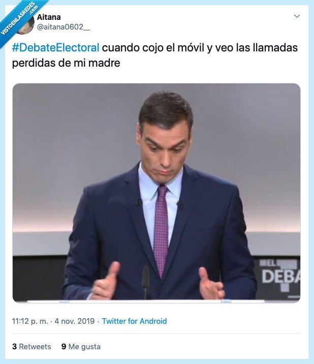 Debate,Sánchez,móvil,meme,madre,llamadas,perdidas