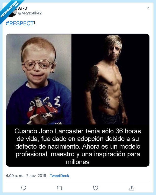 Jono Lancaster,Modelo,Inspiración,rostro,adopción