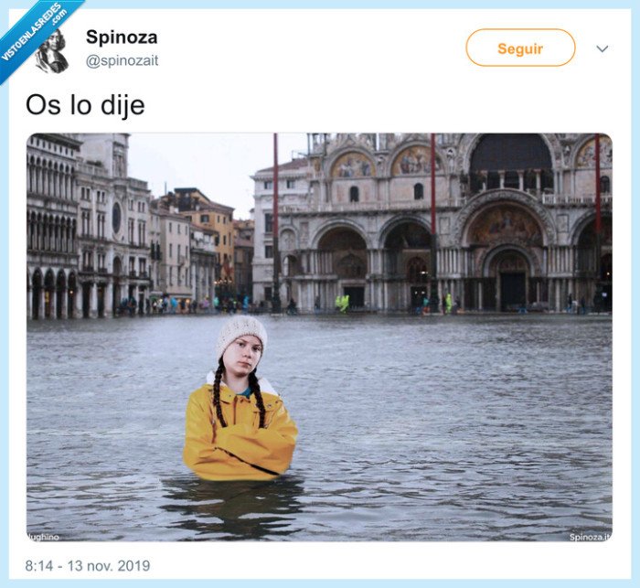 greta thunberg,venecia,inundación