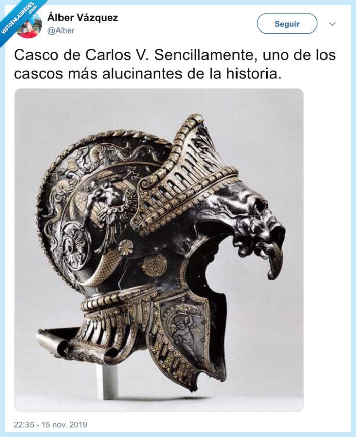 casco,carlos V,impresionante,detalles