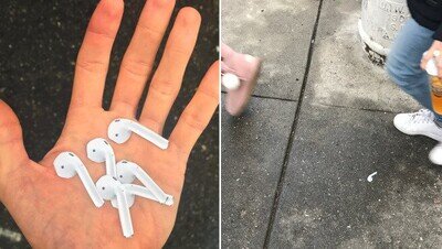 532226 - Un troll engaña a media ciudad con pegatinas de AirPod pegadas en el suelo