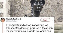 Enlace a Denuncia el desgaste en esculturas femeninas en ciertos puntos, pero rápidamente le tiran su teoría por el suelo con estos pitos de esculturas masculinas