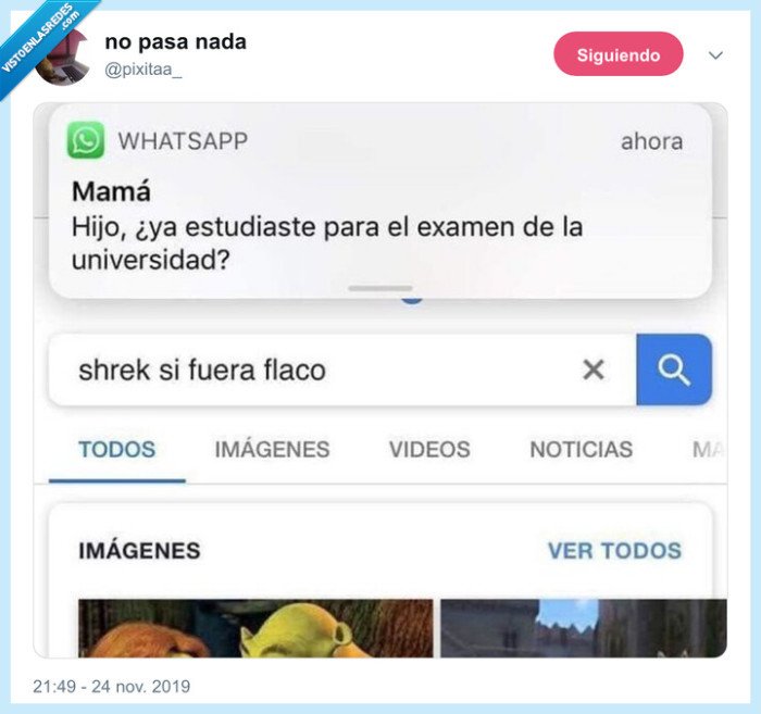 shrek,estudiar,madre,avisar