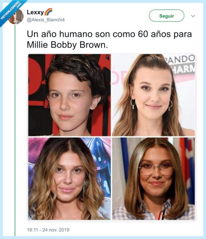 Millie Bobby Brown,viejoven,stranger things,años,vieja