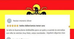 Enlace a Las reviews de esta bandera de Franco que está en venta en Amazon son para dar de comer a parte