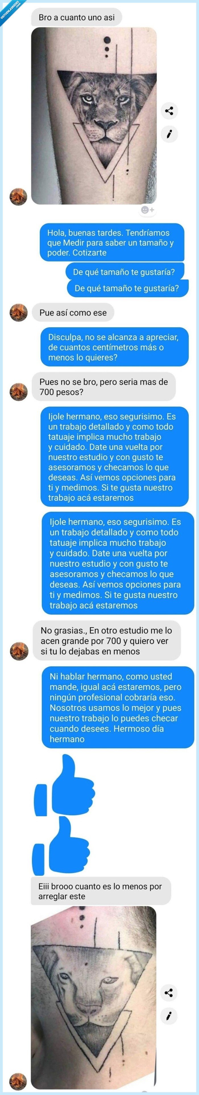 tatuaje,leon,destrozo,arreglar,caro