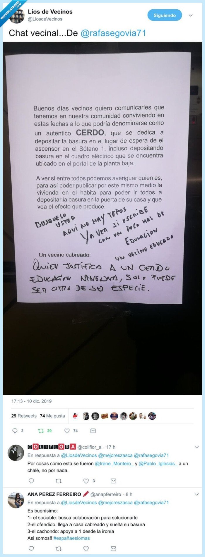 vecinos,quejas,cartel,cerdos