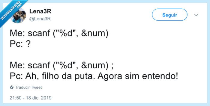 C,programacion,twitter,ah filho da puta,C++