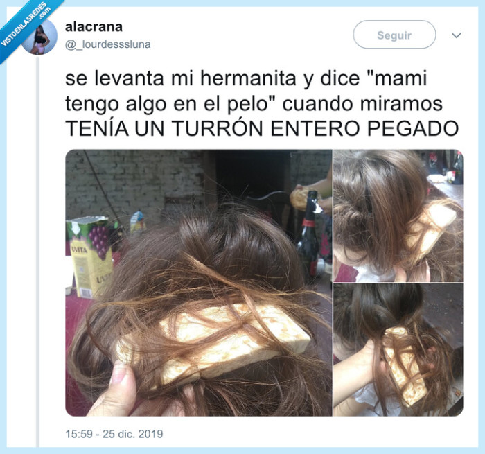 turrón,enganchado,pelo