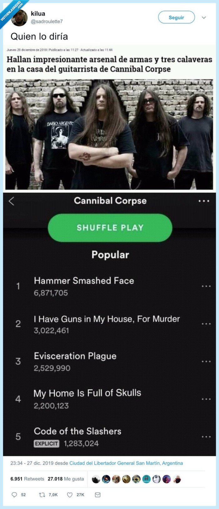 cannibal corpse,grupo,mal rollo,calaveras,armas