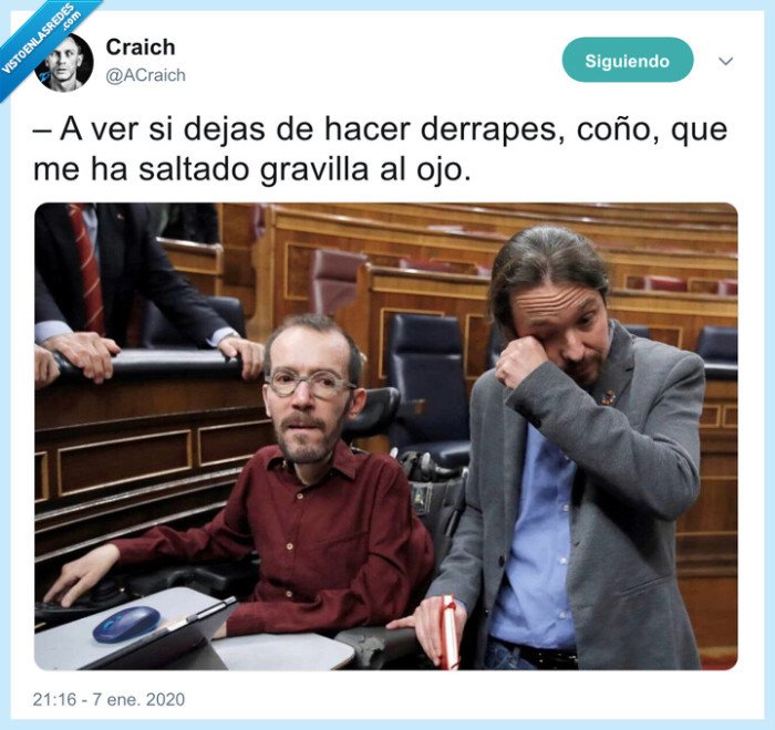 echenique,pablo iglesias,derrapes,silla de ruedas