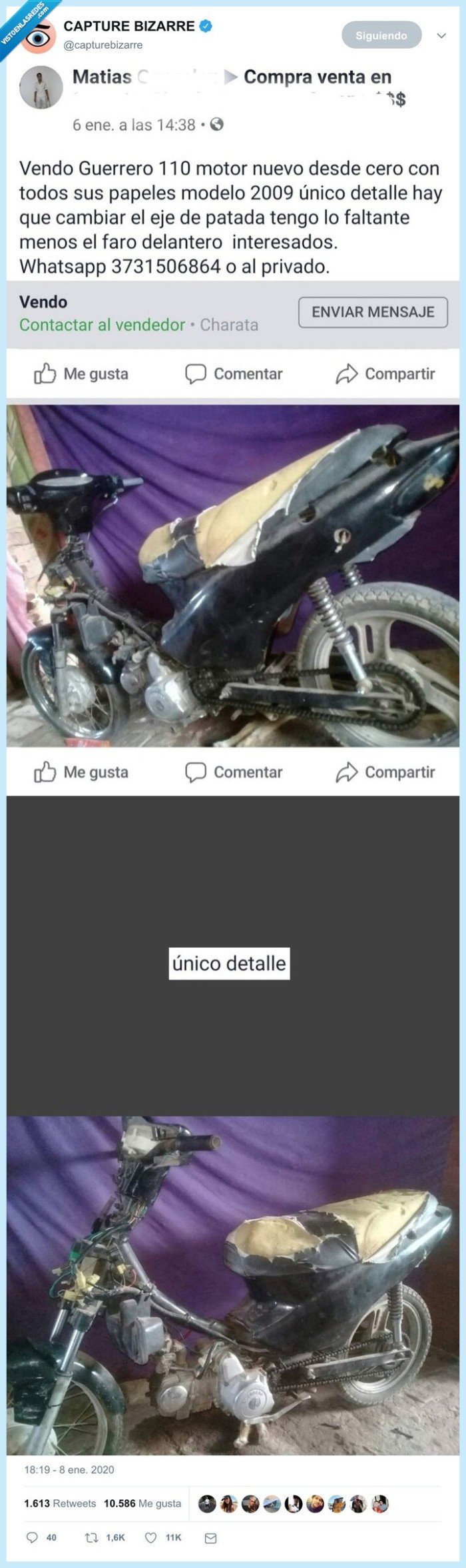 moto,venta,destrozada