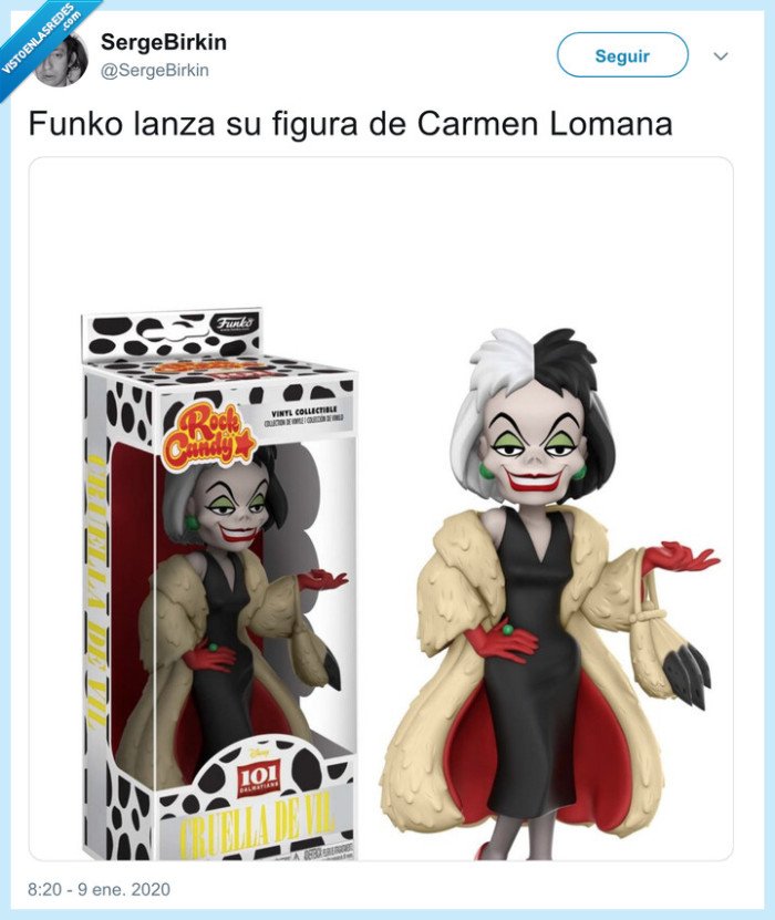 funko,carmen lomana,cruela de vil,pieles