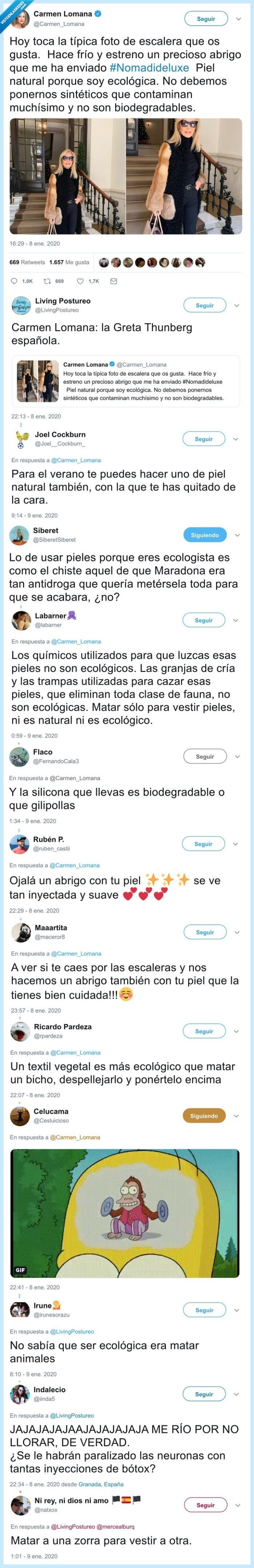 carmen lomana,abrigo,piel,ecológica,ignorante
