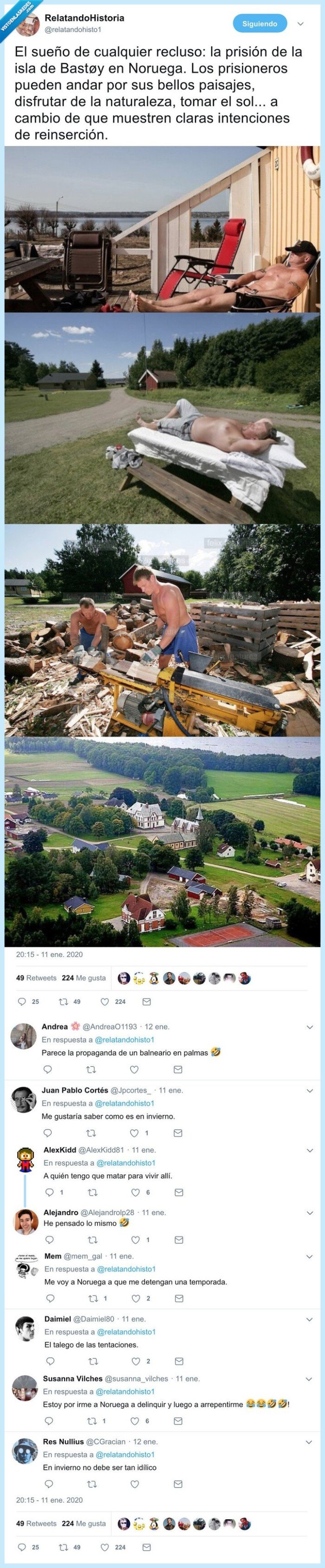 noruega,cárcel,aire libre,presos