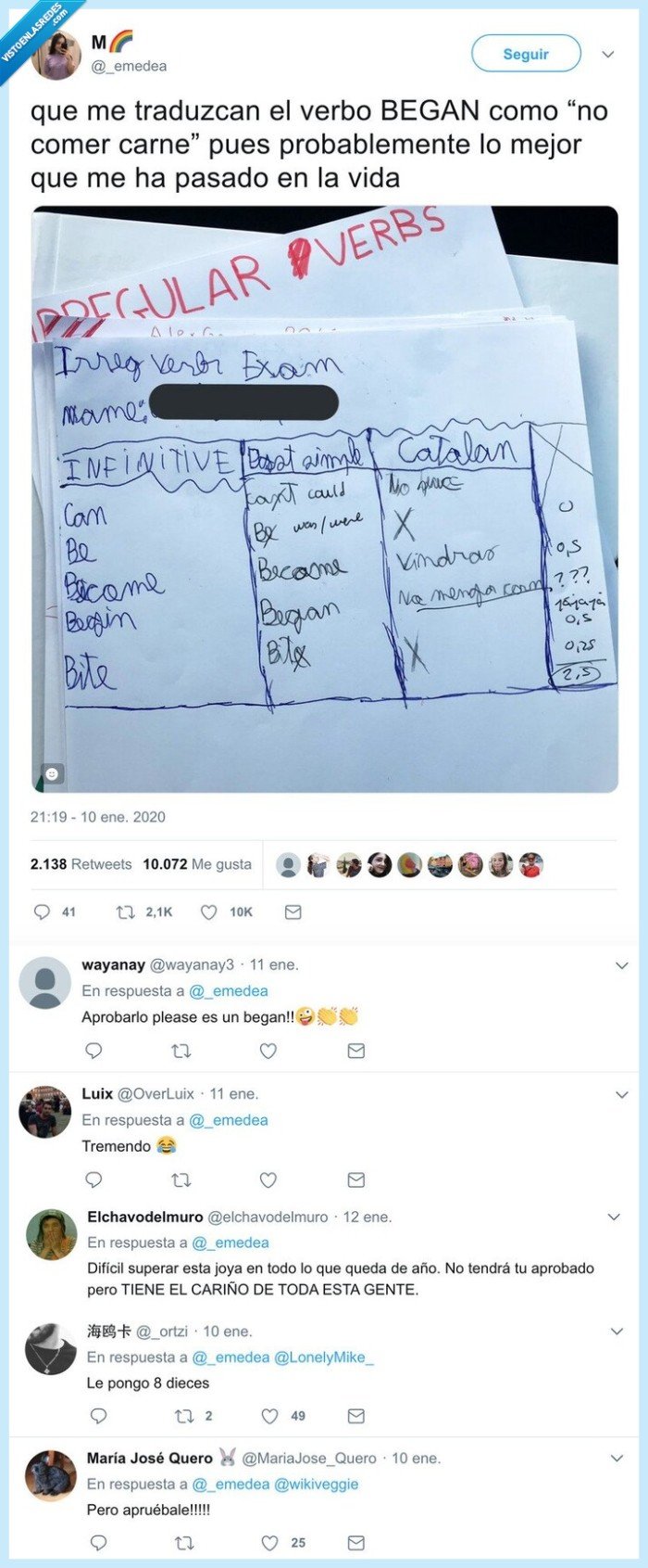 began,vegano,ingles,examen,niño