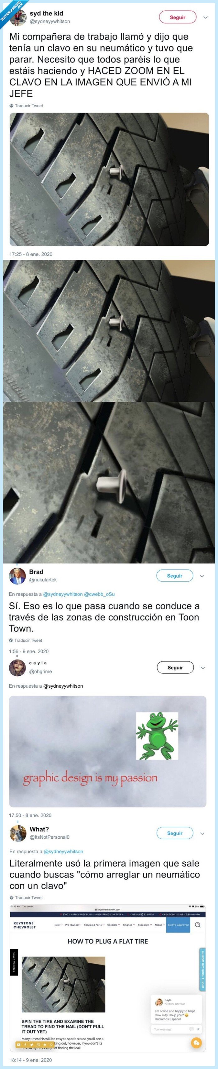 clavo,neumático,trabajo,pinchazo,photoshop